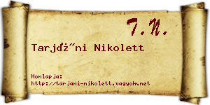 Tarjáni Nikolett névjegykártya